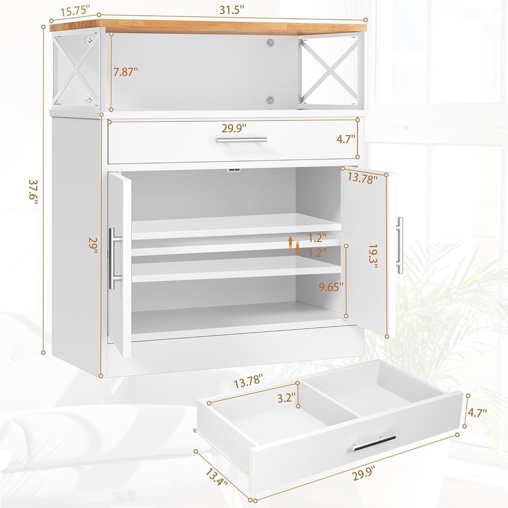 Kitchen Buffet Cabinet Storage W/ Adjustable Shelf Modern Kitchen
