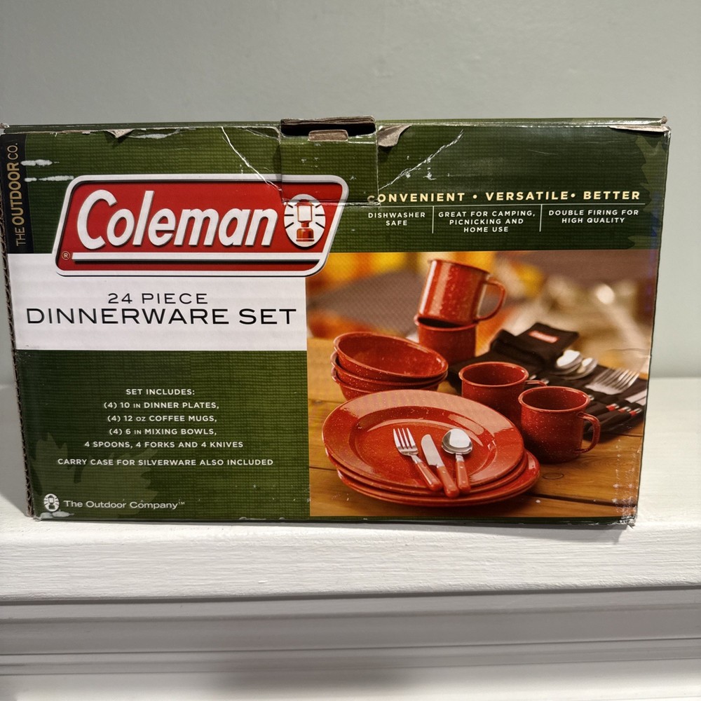 Coleman 21pcs Enamel camping Dinner Ware Set.  See Description