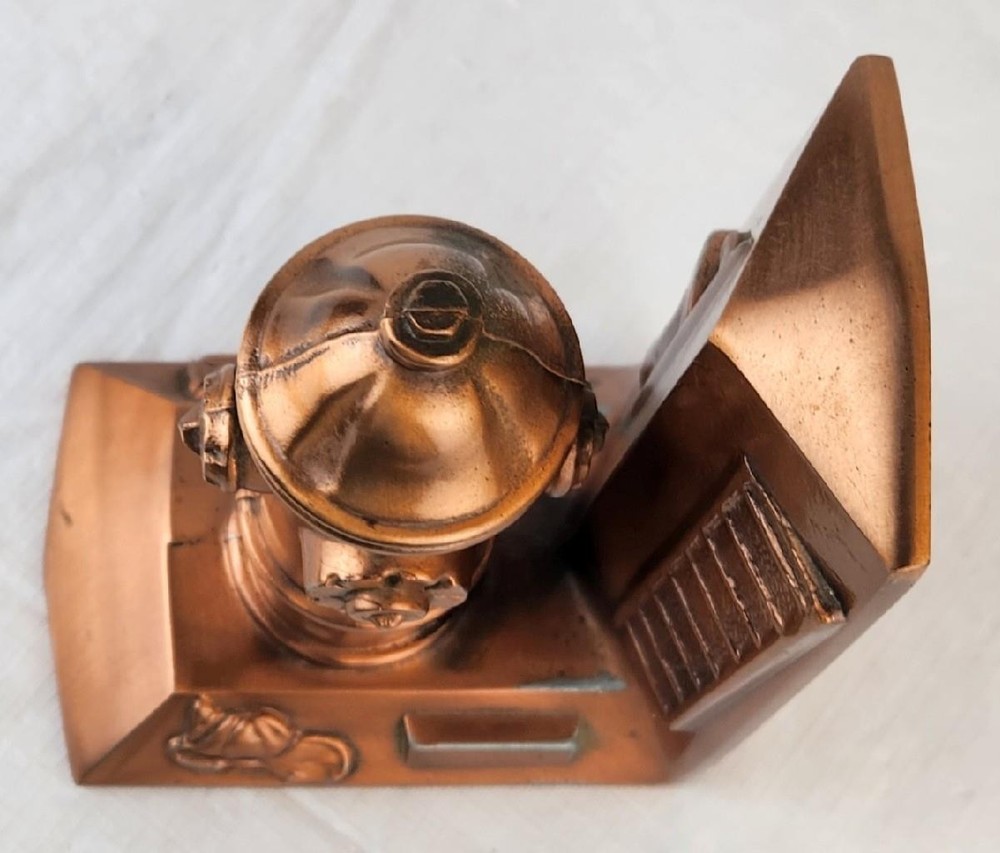 (1) Single Fireman's Fire Hydrant Bookend w/ Copper Finish - 7.25" Tall