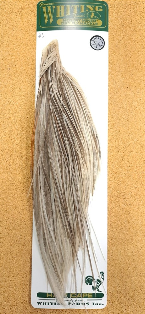 Whiting Hebert Miner Dry Fly Hackle Silver Grade 1/2 Cape