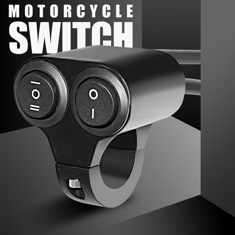 Motorcycle ON/OFF Switch 7/8" Handlebar Control Switches Dual Button Spot Light