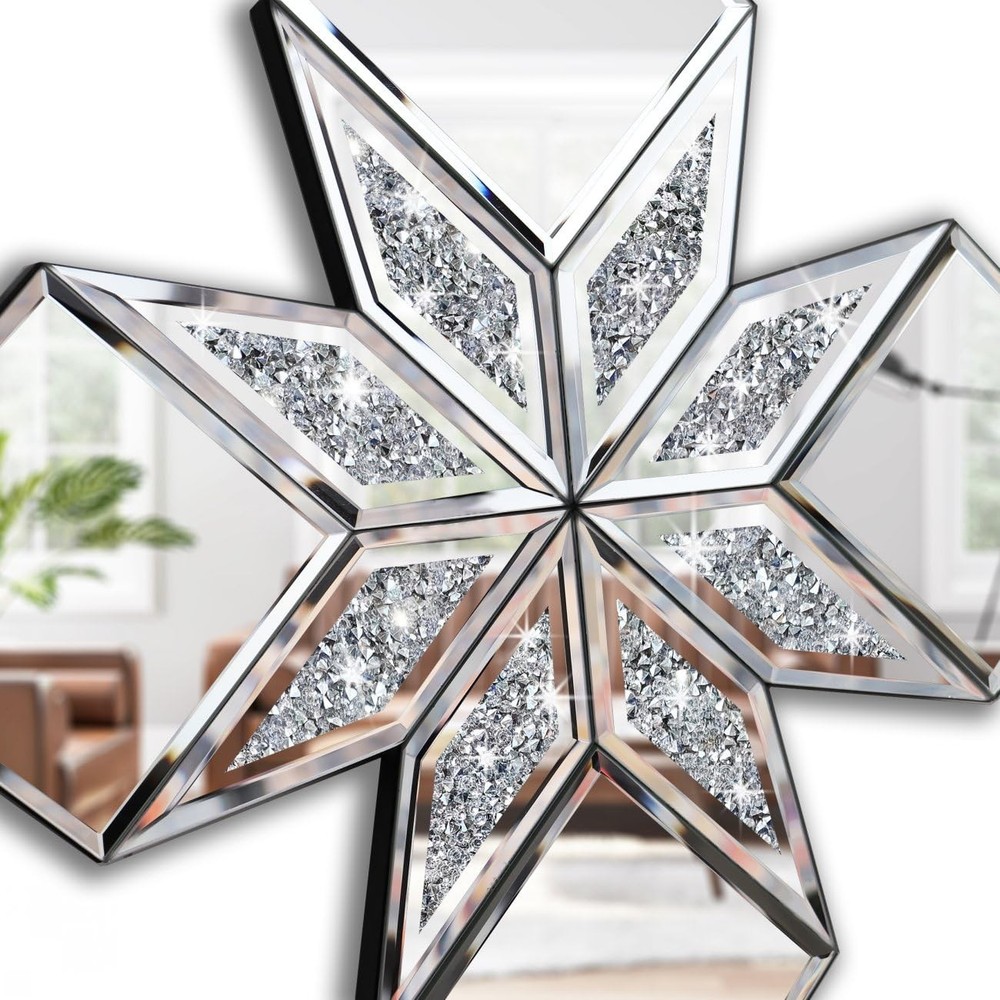 VOHJD Crushed Diamond Decorative Mirror 2-Pack 16.75" Diamond Shape Glass
