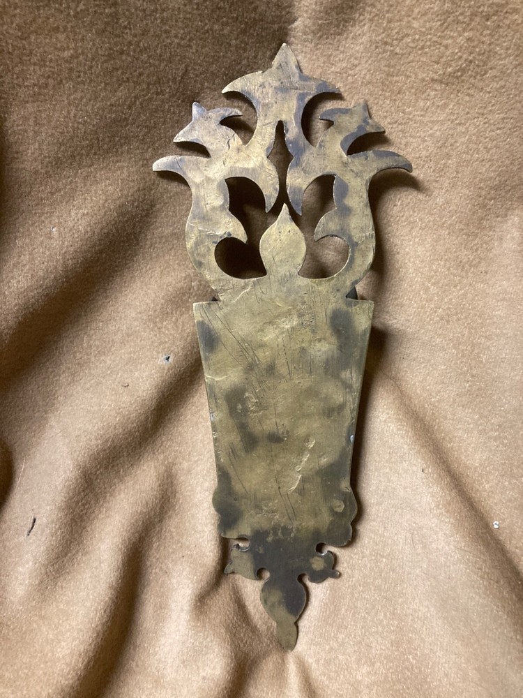 Antique Solid Brass wall mount fireplace elegant match holder w/o striker
