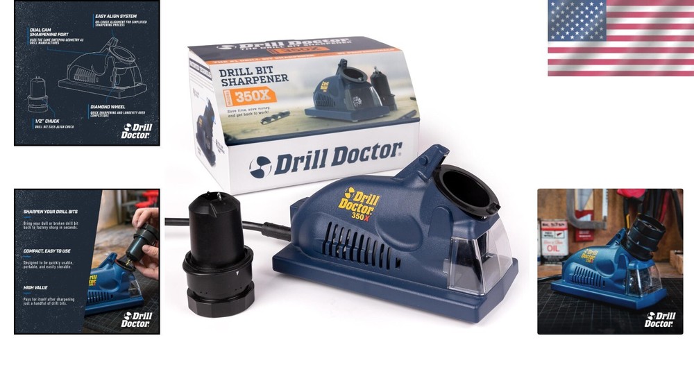 Electric Drill Bit Sharpener for 3/32" to 1/2" Bits – Portable & Durable