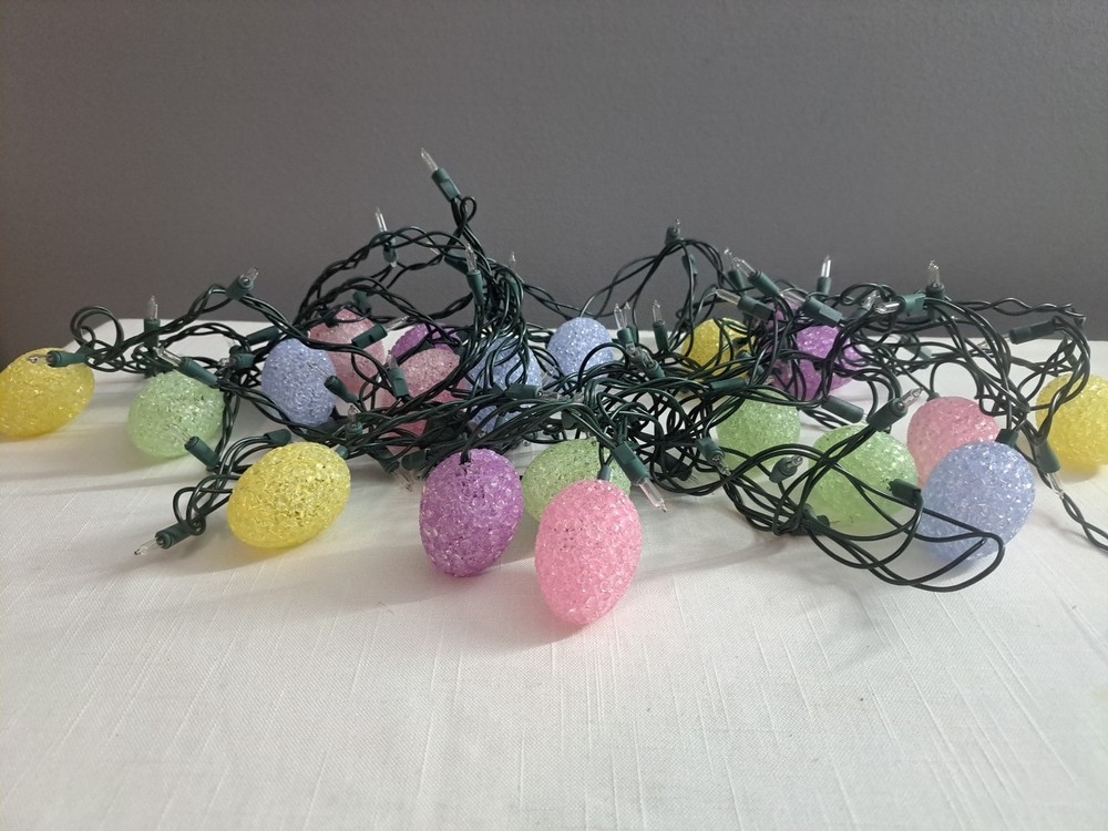 Vintage Set Of 20 Easter Egg Pastel String Lights Decor