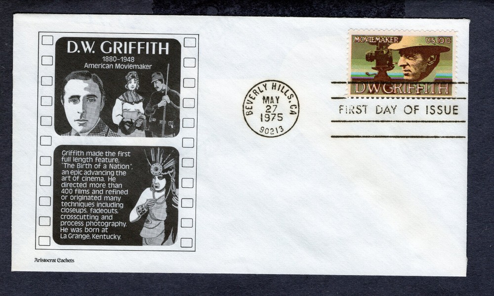 1975 Stamp #1555 DW Griffith FDC Aristocrat Cachet 1555 AR