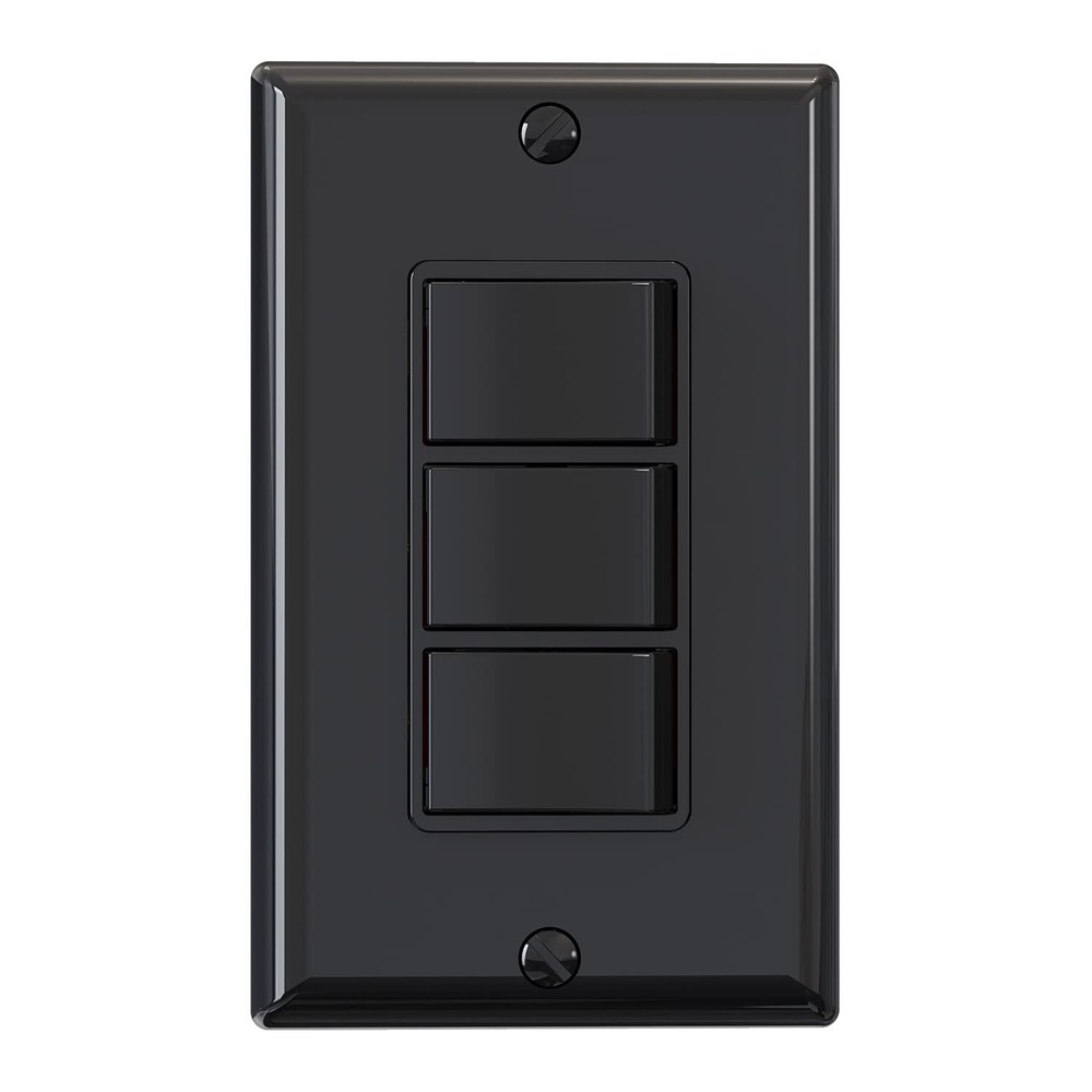 Decorator Triple Rocker Light Switch Electrical Three Single Pole Paddle Switch