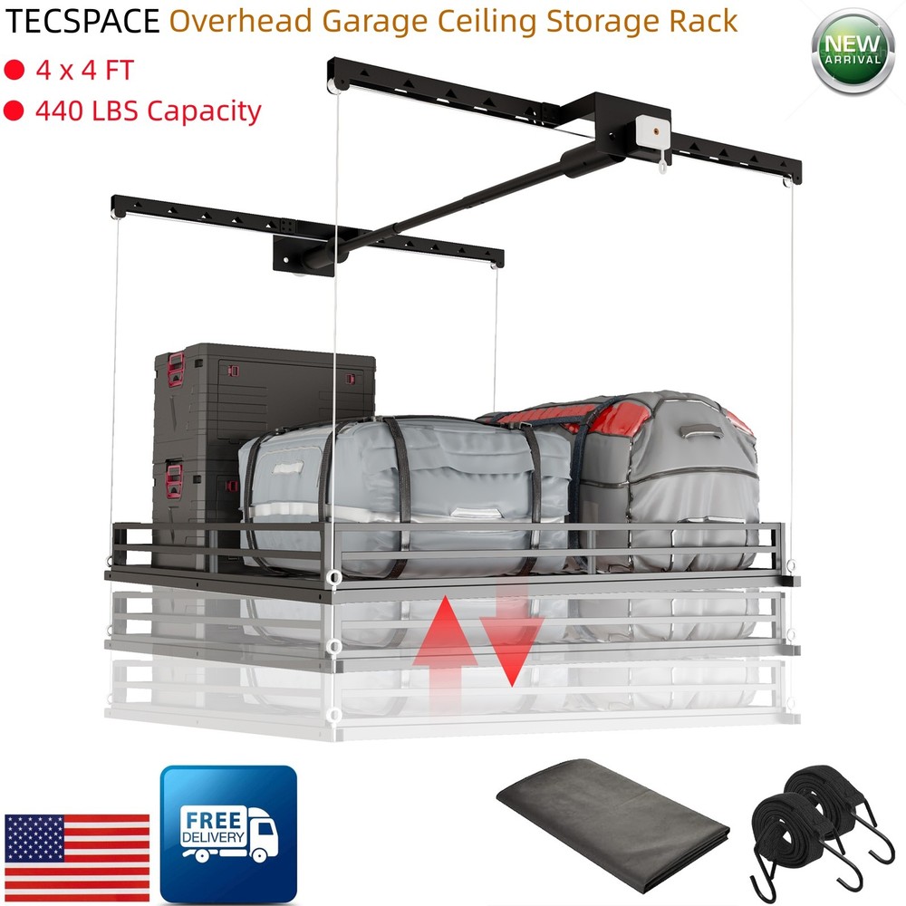 LoJok Heavy-Duty 4x4 FT Overhead Garage Ceiling Storage Rack (Triangular Style)