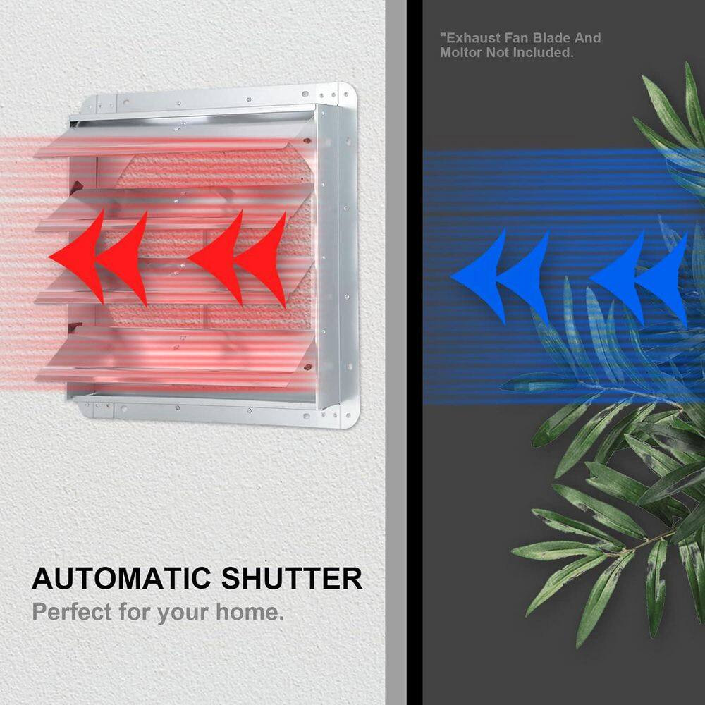 18 In. Square Automatic Gravity Shutter Louver Vent Silver High-Quality Aluminum