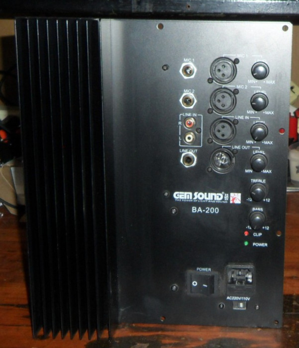 Gem Sound BA-200 DJ Professional Powered Speaker 200W Amplifier & Control Panel