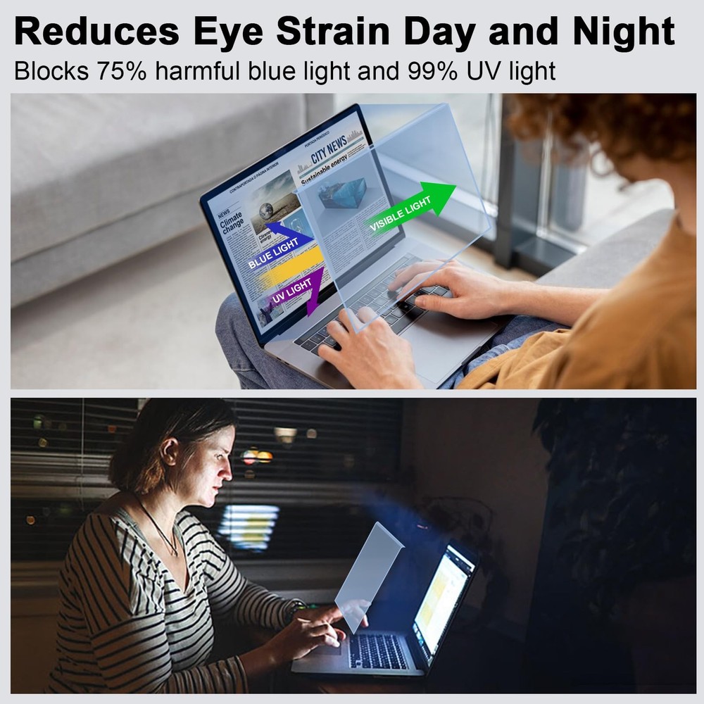 15.6 Inch Blue Light Screen Protector Panel, Eye Protection Anti-Scratch Blue...