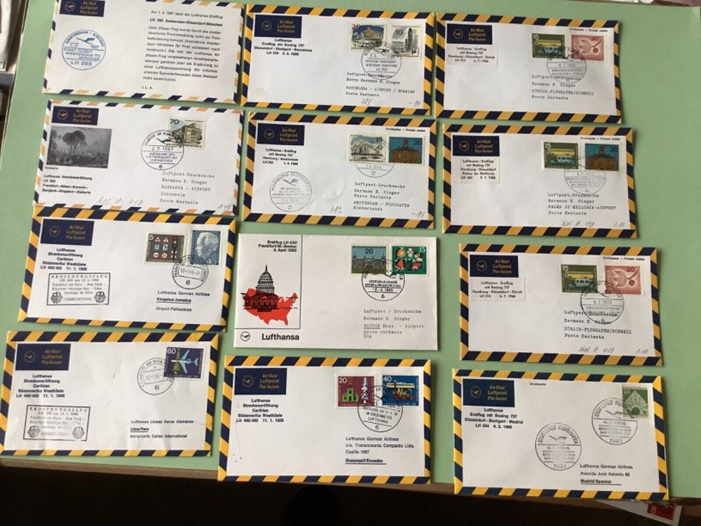 Airmail flight covers 12 mixed items Ref A1642