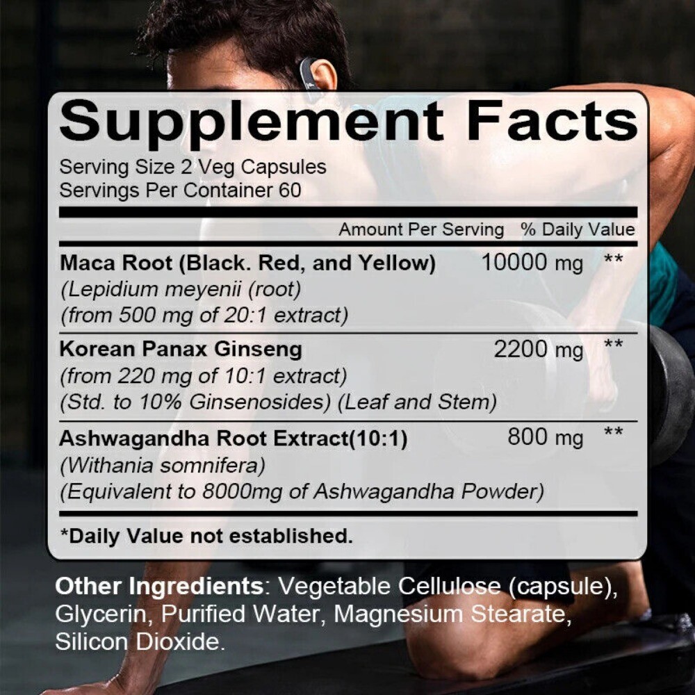 Maca Extract - 10000mg- 120 Capsules - Improve performance