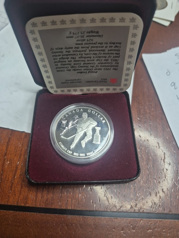 Canada 1993 Sterling Silver Proof Dollar, Stanley Cup Commemorative