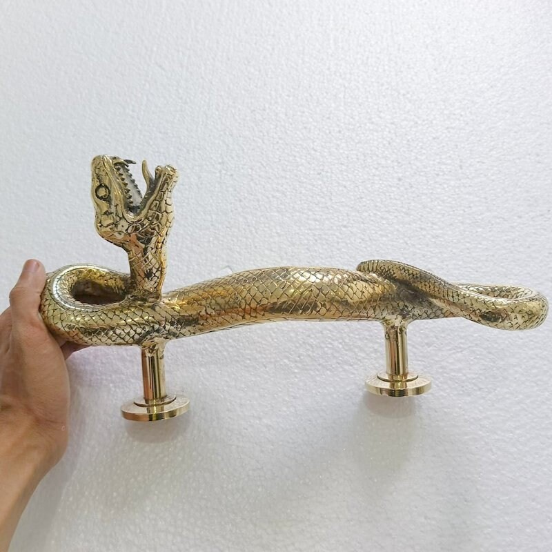 strong hidden fix leg Brass Large SNAKE Python Curly body Old Style handle heavy