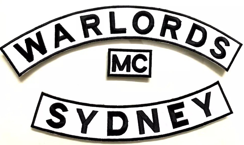 Warlord MC Sydney 35cm iron on embroidered set