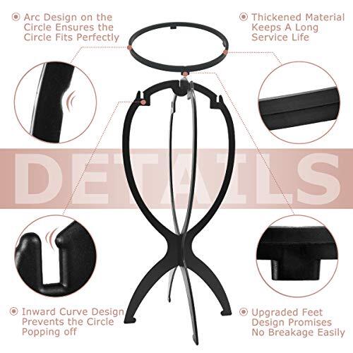 Wig Stand Wig Head Stand For Multiple Wigs Black 3 Pack