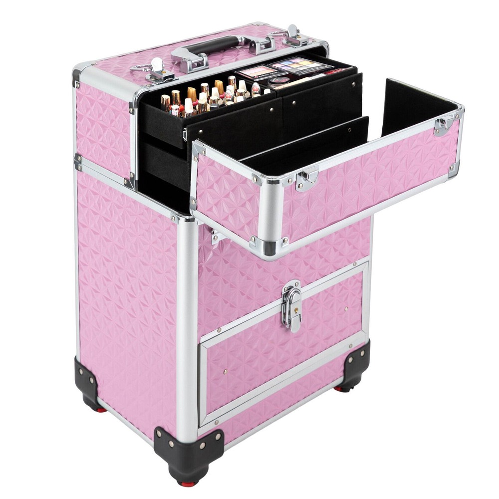 Professional Rolling Makeup Train Case Cosmetic Trolley Makeup Storage Organizer