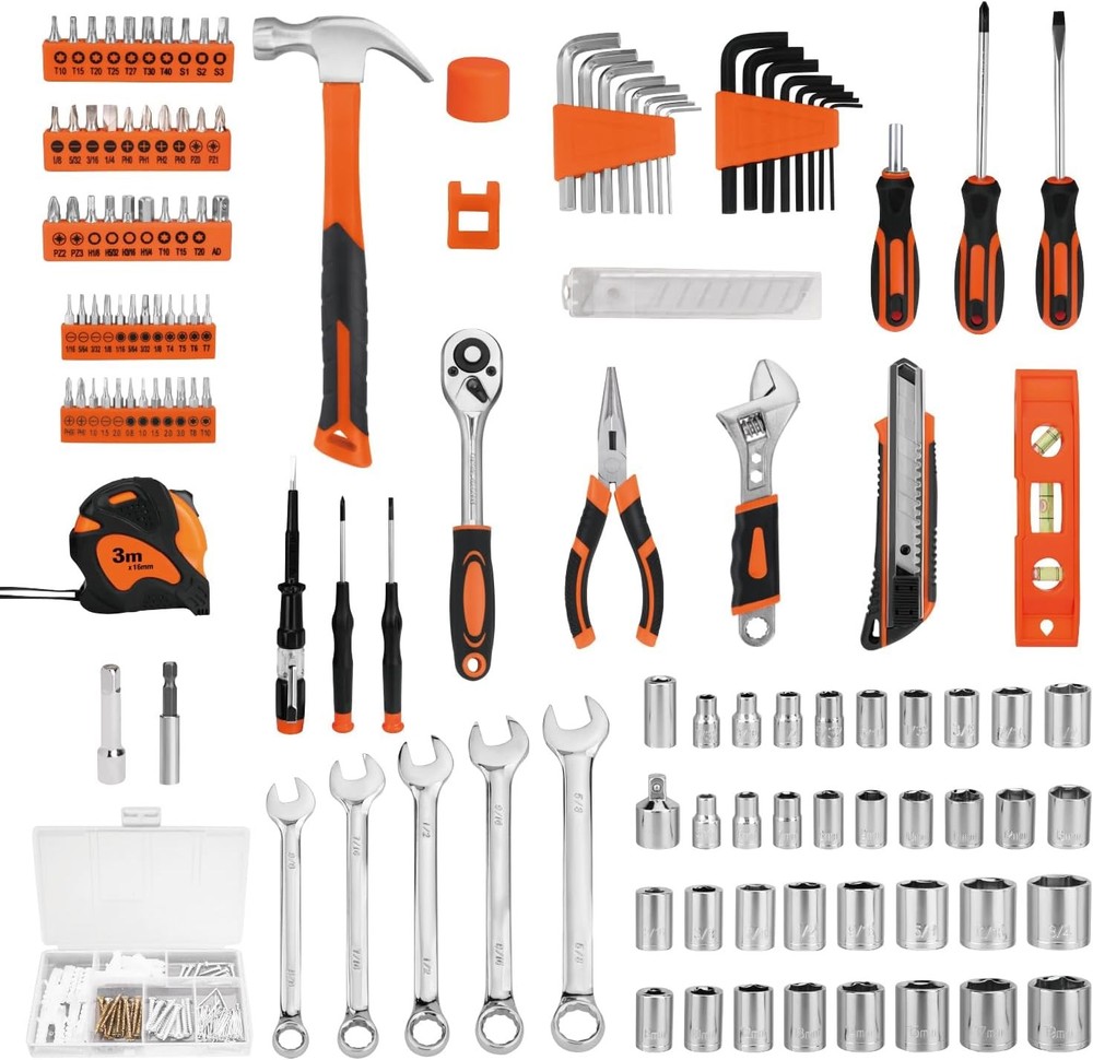 248-Piece Tool Set General Household Hand Tool Kit W/ Plastic Toolbox Storage