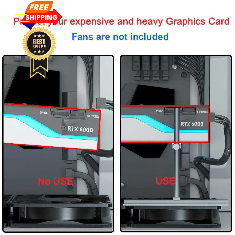GPU Support Bracket, Graphics Card Support, Bracket Brace, 136mm, Black