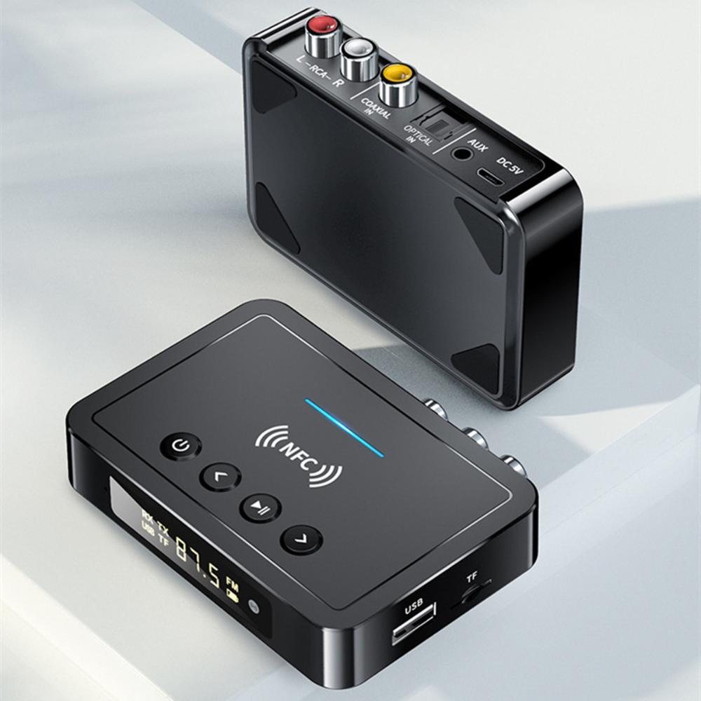 Bluetooth 5.0 Transmitter Receiver Wireless 3.5mm Adapter AUX NFC to 2 RCA Audio