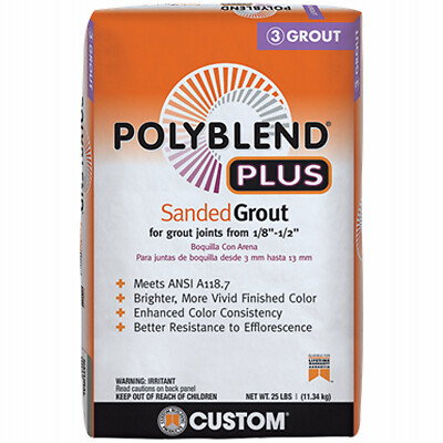 Custom Building Products PBPG38025 Polyblend Plus Sanded Grout, Haystack, 25 Lb.