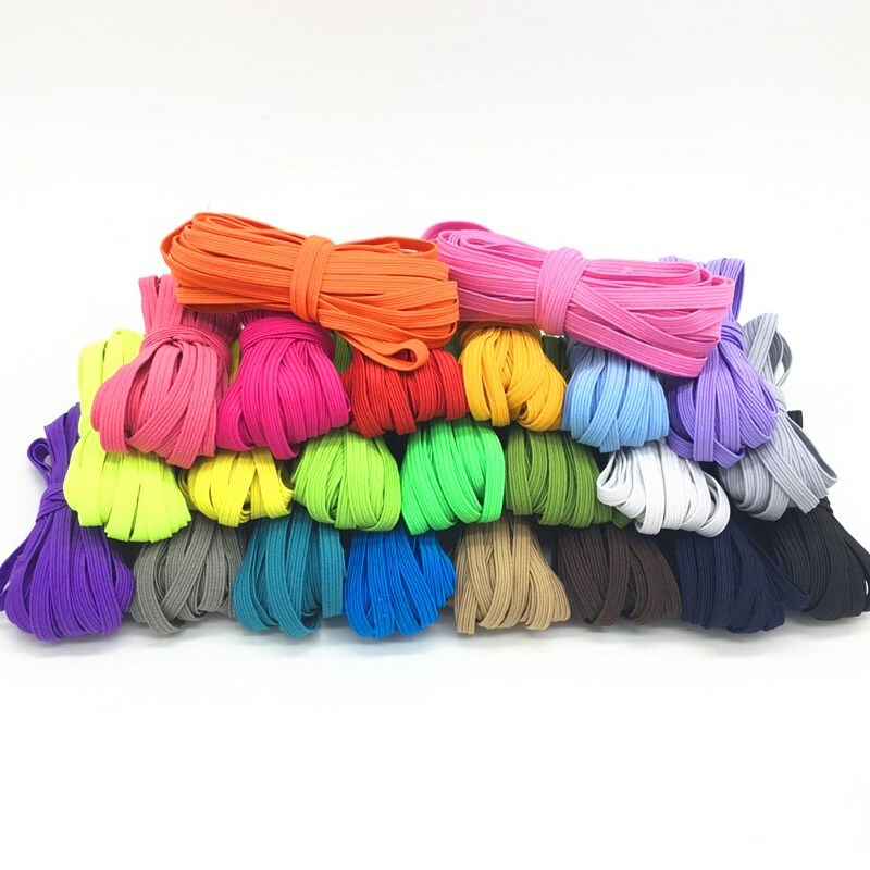 Flat Braided Elastic Band 1/4" (6mm),width White Black Multi Color 10 yards
