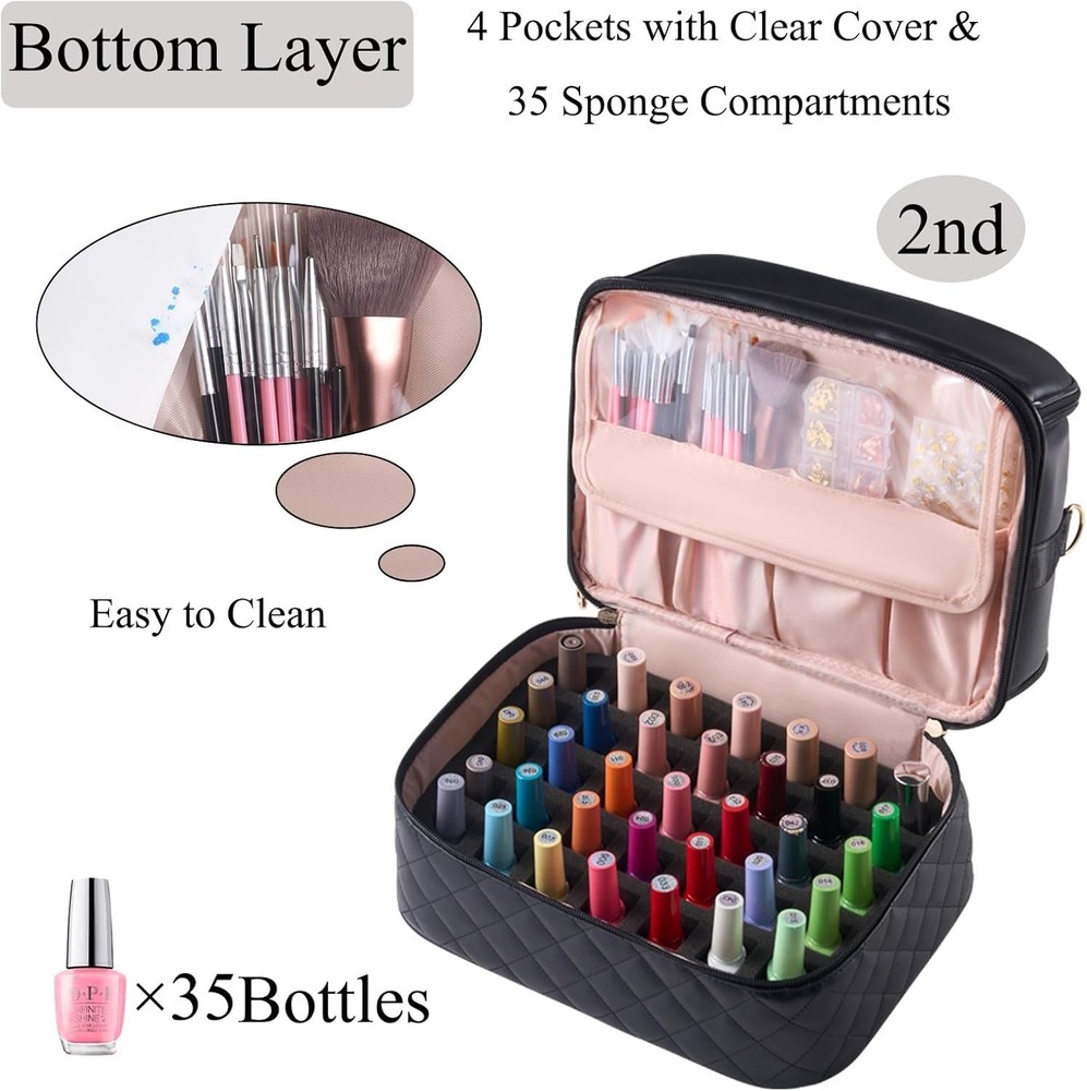 Double Layer Nail Supply Bag, Travel Manicure Kit Organizer