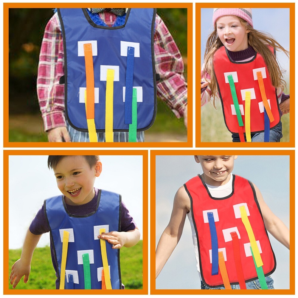 2 Sets Kindergarten Teamwork Game Toys Kids High Visibility Vest Pull Tail [