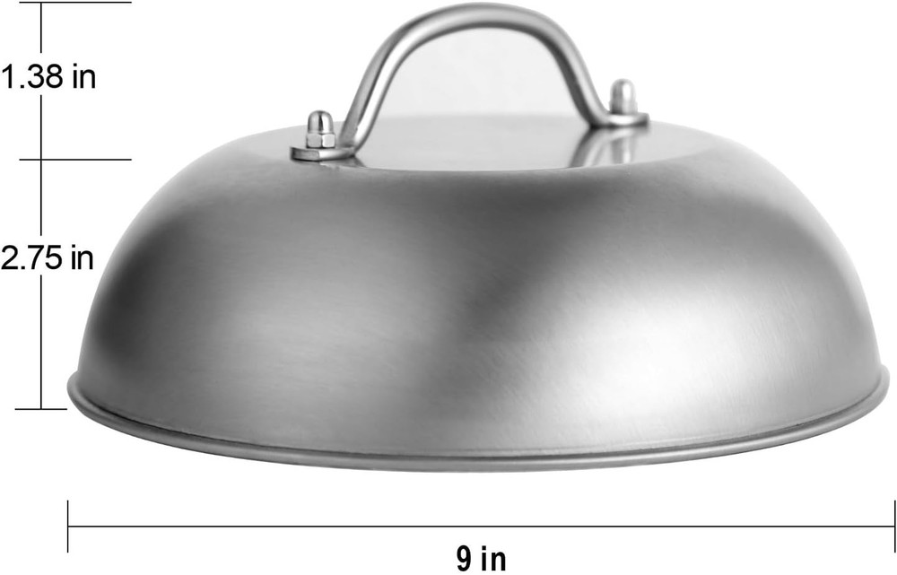 9" Wide Smashed Burger Griddle Accessory Dome for Blackstone Melting &...