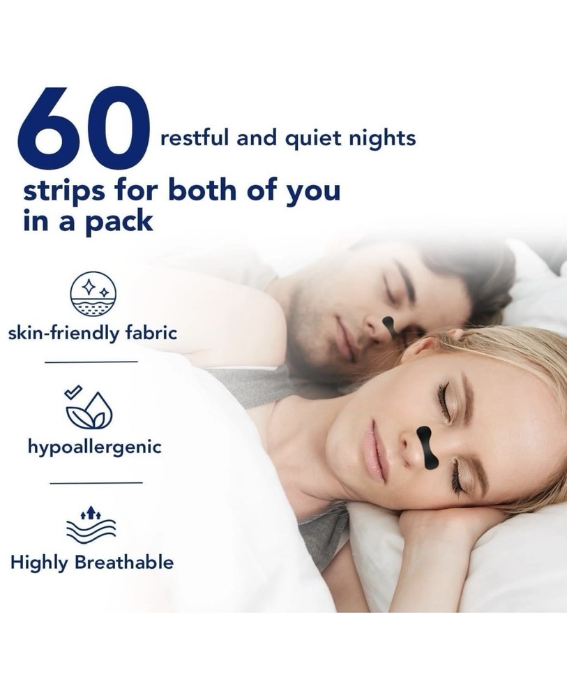 60 Black Nasal Strips for Snoring Relief