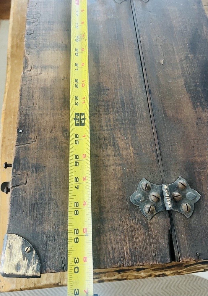 Unique Antique Handmade Solid Wood Utility Tool Box - 30”x11”x6”