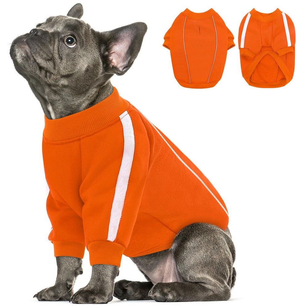 Queenmore Cozy Fleece Dog Sweater Small, Soft Pullover Orange