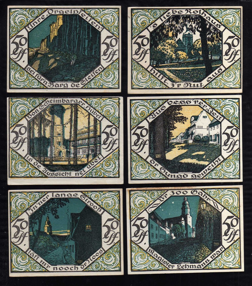 SCHEIBENBERG  - GERMANY NOTGELD - 6 x 50 PFENNIG