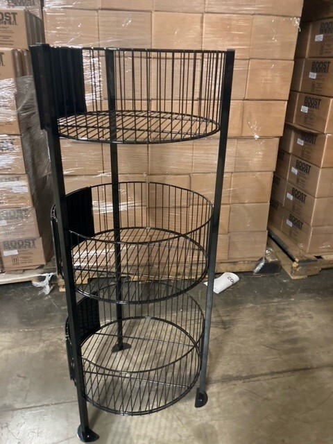 Wire Dump Bin, Floor Stand - Black. Storage Rack 3- Tier Dump Bin - BULK SALES