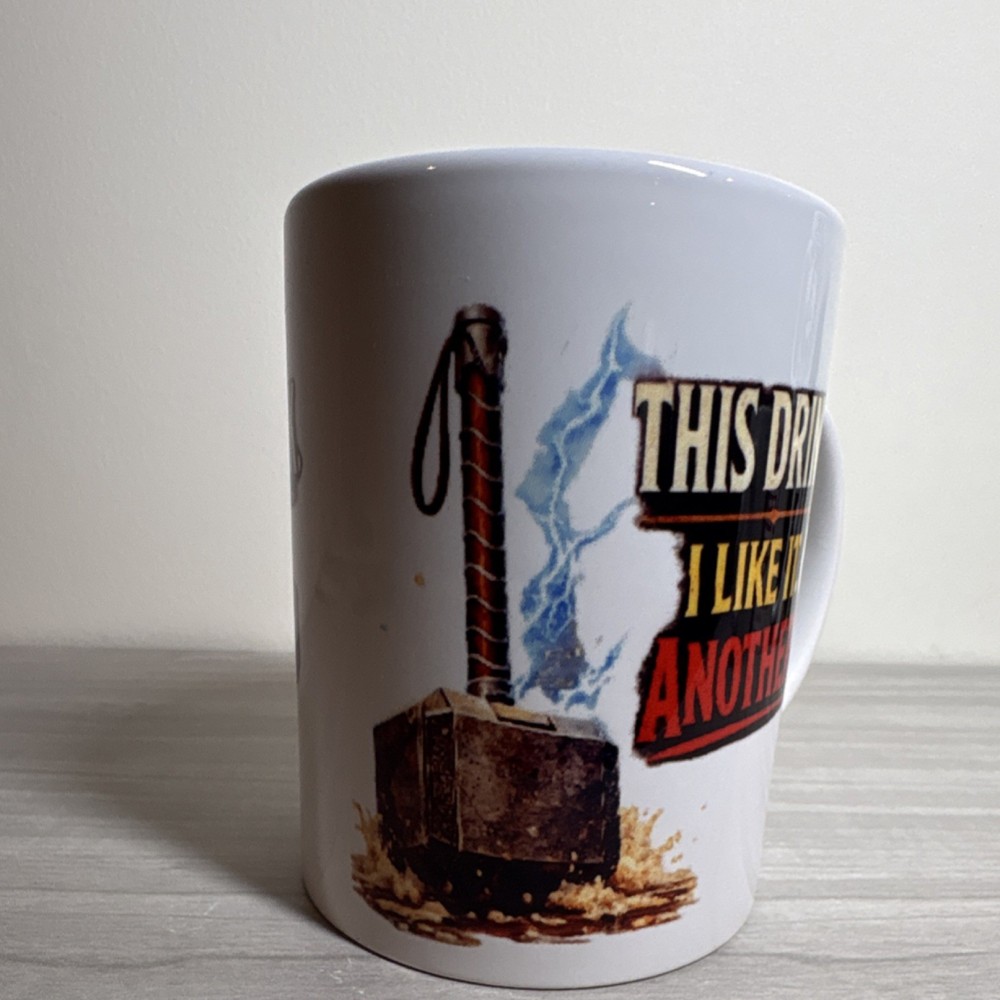 Ceramic Thor Hammer Coffee Mug 'This Drink I Like It. Another!' Marvel, Avengers