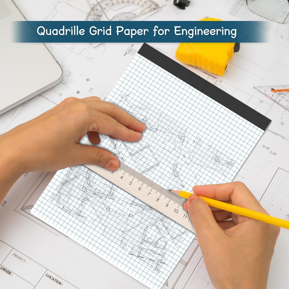 11x17 Graph Paper Pad - 30 Sheets 4x4 Grid for Engineers & Designers