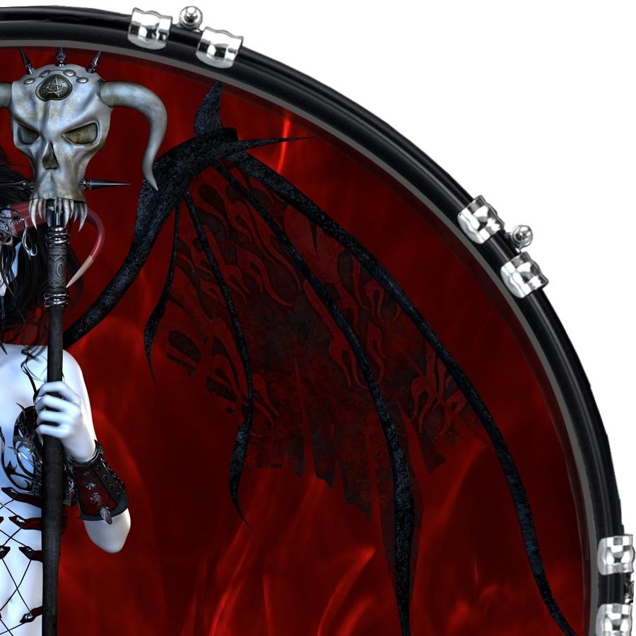 Custom 22" Kick Bass Drum Head Graphical Image Front Skin Demonesque 1