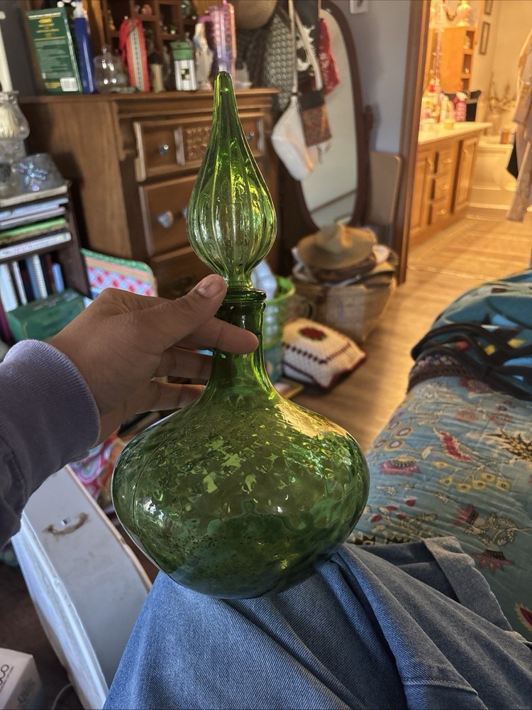 Mid Century Empoli Glass Squat Decanter