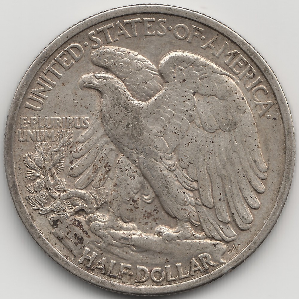 1917 Walking Liberty Half Dollar, AU, Machine/Mechanical Doubling