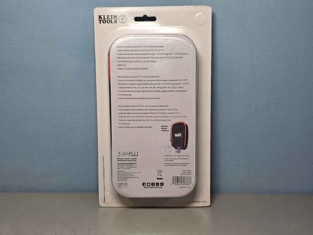 Klein Tools Digital Differential Manometer ET180 New & Sealed