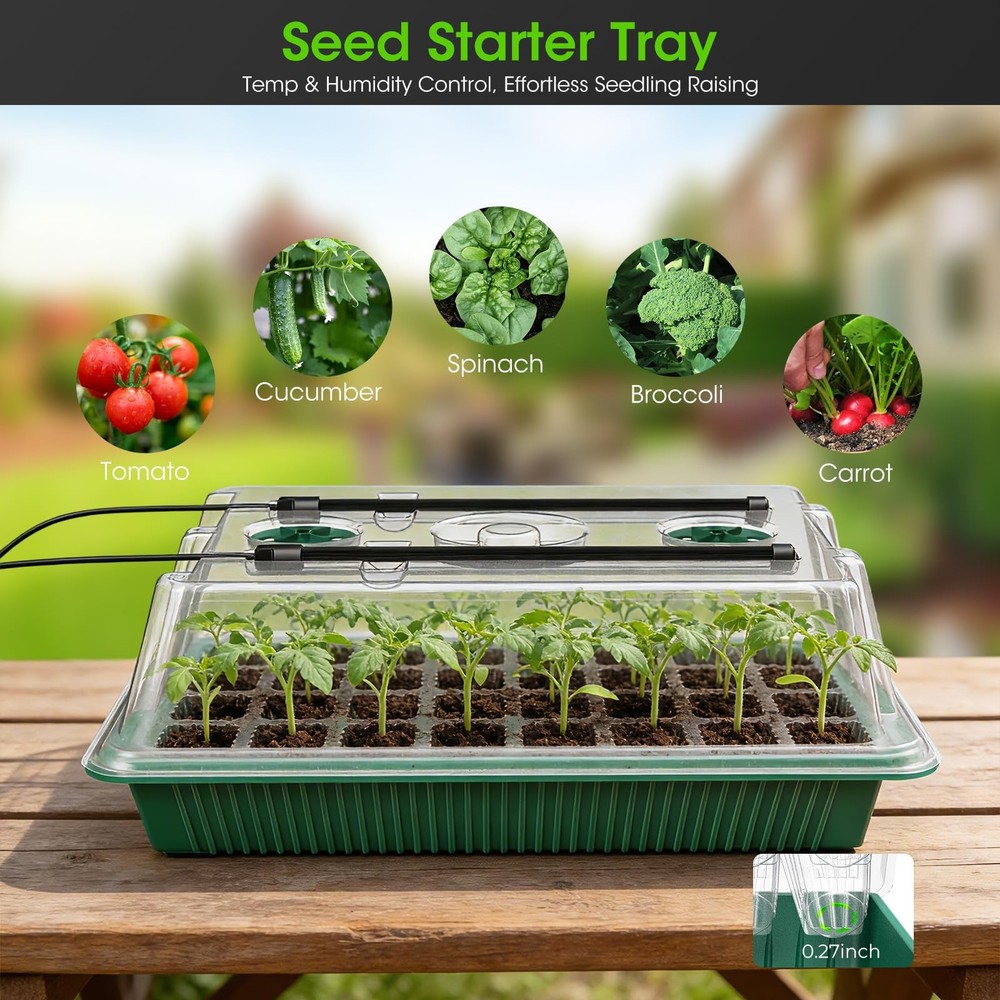 Starter Tray with Grow Light, 2 Pack 80-Cell Seedling Starter Kit with Timer ...