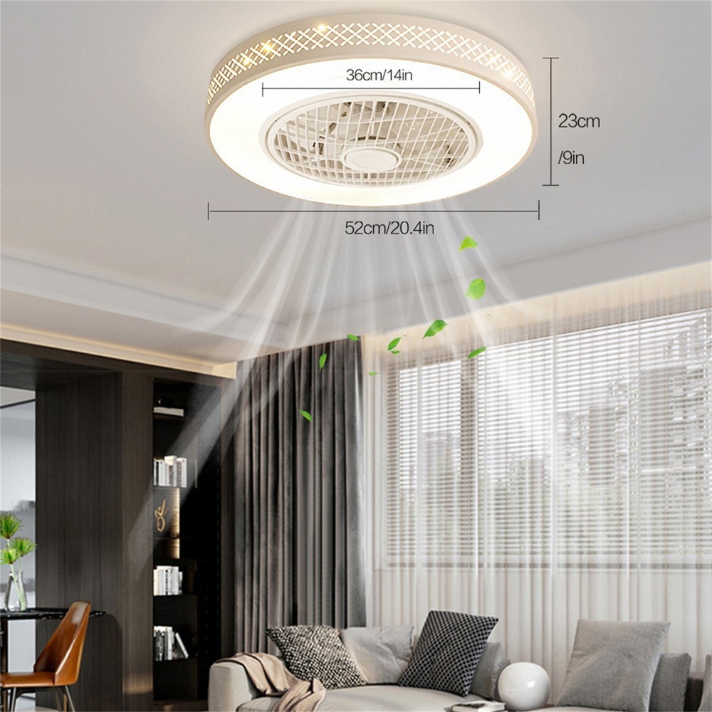 Modern Stepless Dimming Ceiling Light Fan Round Fan Lamp & Remote Controller NEW