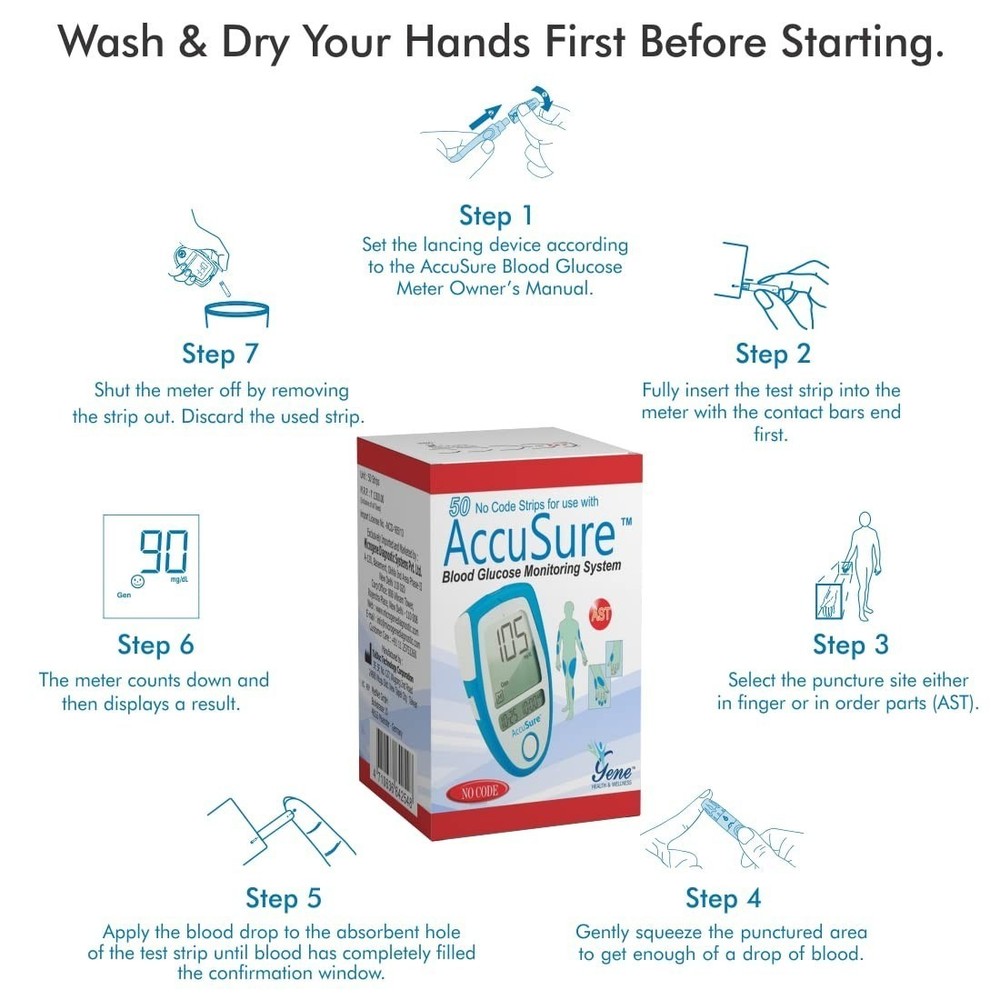 Accurate Blood Glucose Test 50 Strips Fits Glucometer Machine S2u