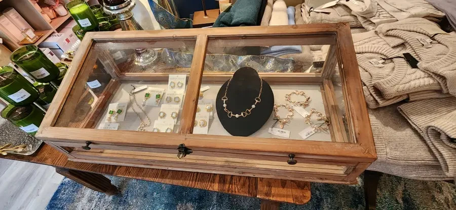 Wood Glass Tabletop Display Case Rustic Antique Style