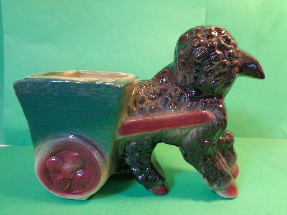 Black Lamb Pulling Cart Planter (Used/EUC)