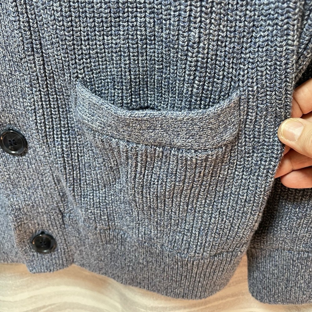 J Crew Sweater Mens M Blue-Gray Button Front Cardigan Pullover Ribbed Classic