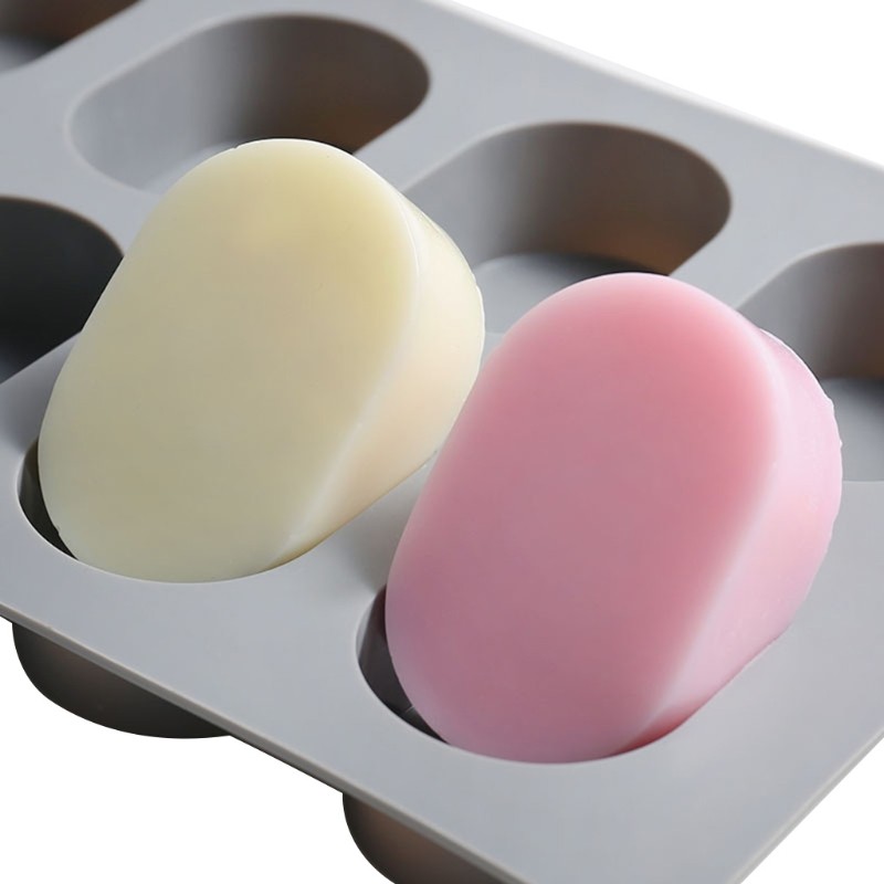 8-Hole Oval Soap Making Silicone Mold Cake Decor Cupcake Baking Mold