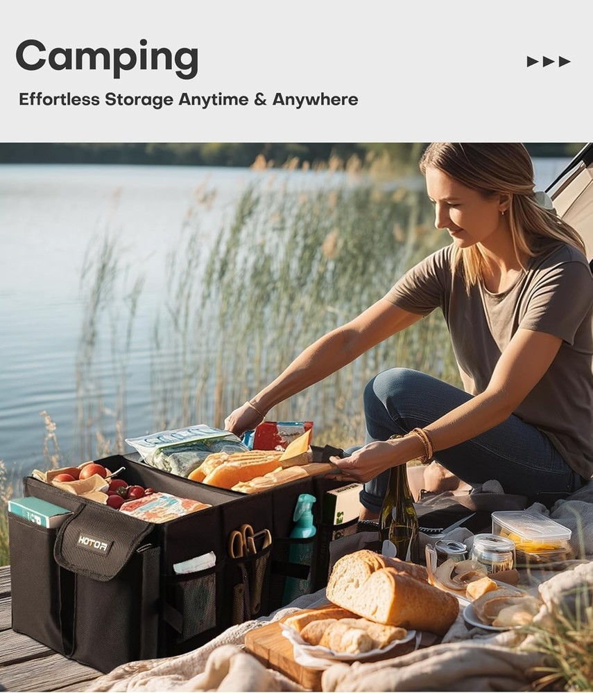 Versatile Black Car Trunk Storage with 2 Compartments for Maximum Organization