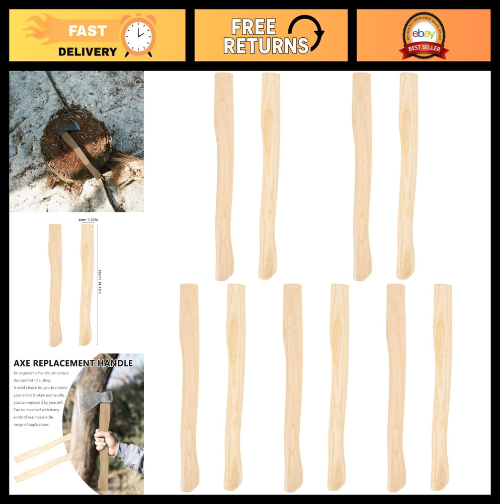 10Pcs Camping Hatchet Replacement Handle - 14.9" Hickory Wood, Durable Camping G
